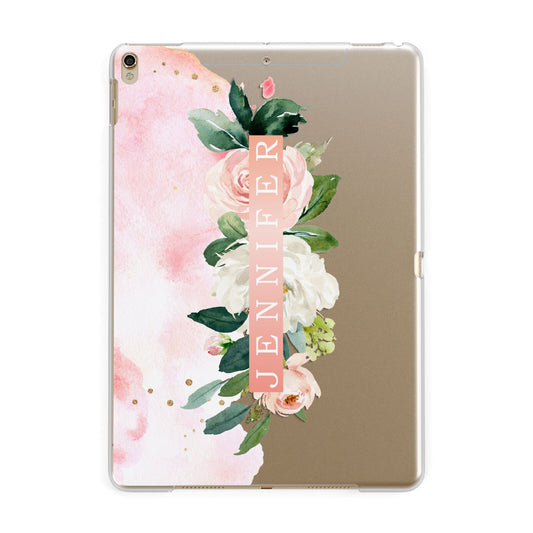 Blush Pink Personalised Name Floral Apple iPad Gold Case