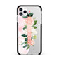 Blush Pink Personalised Name Floral Apple iPhone 11 Pro Max in Silver with Black Impact Case