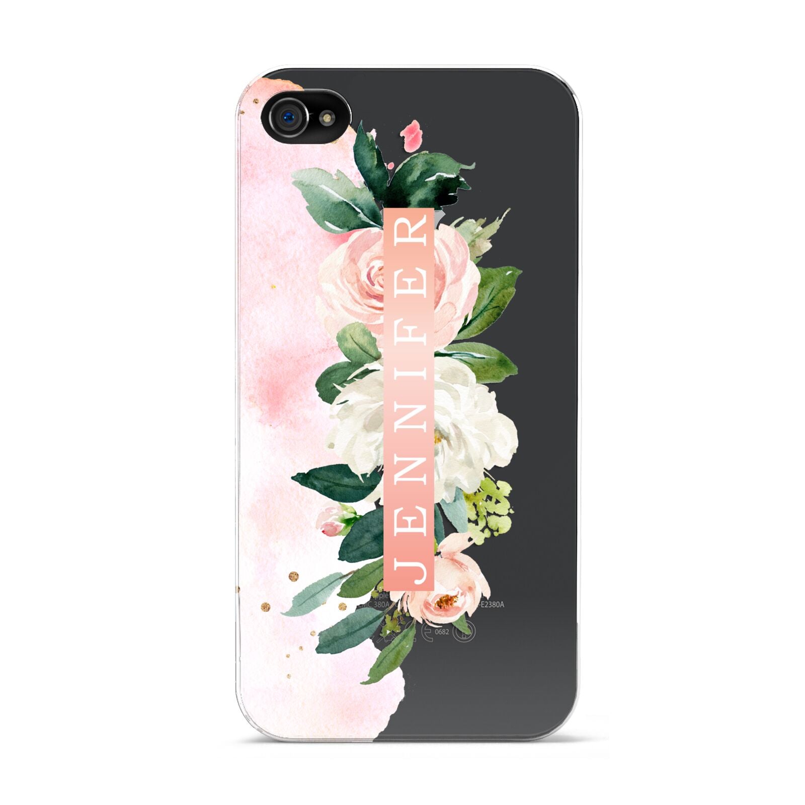 Blush Pink Personalised Name Floral Apple iPhone 4s Case