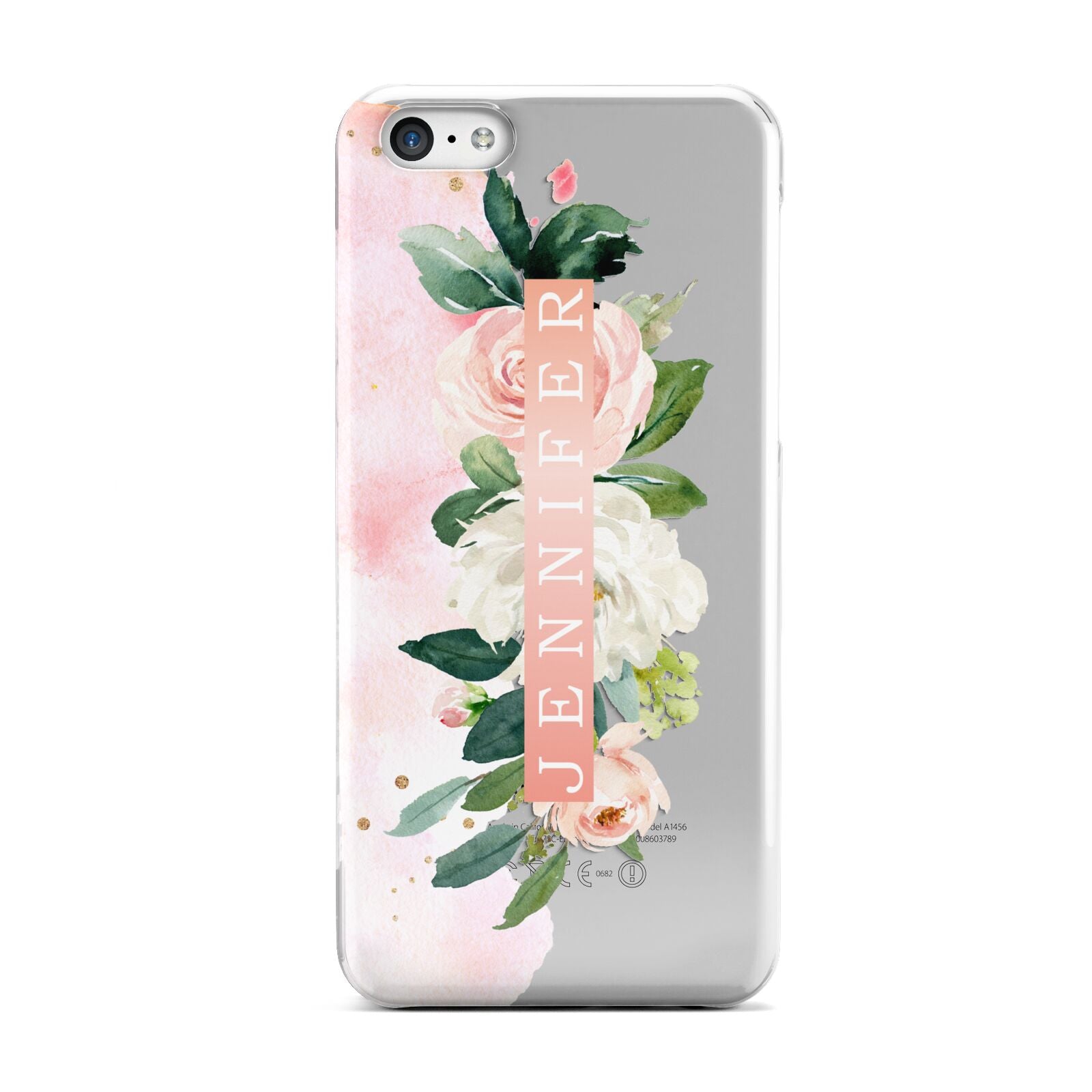 Blush Pink Personalised Name Floral Apple iPhone 5c Case