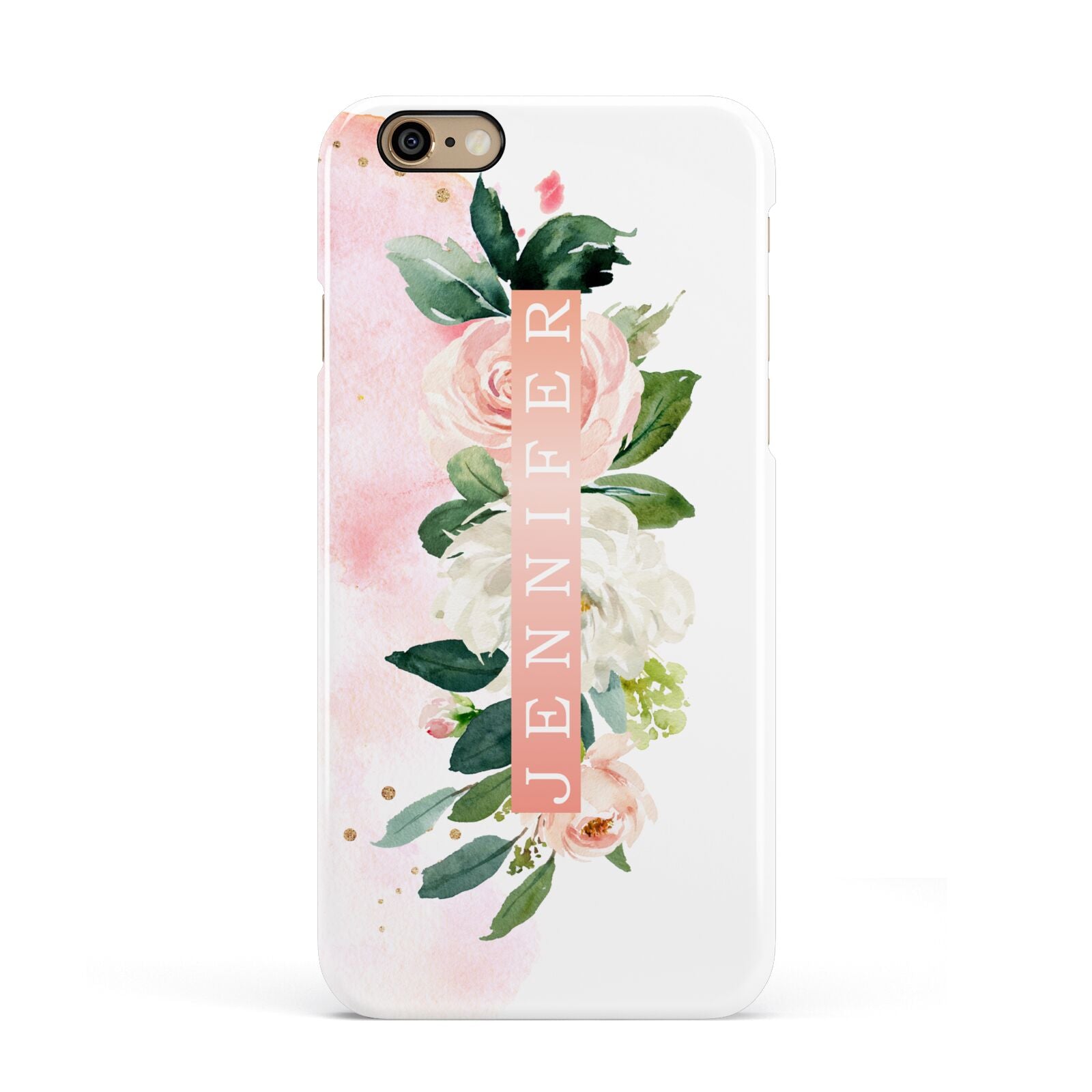 Blush Pink Personalised Name Floral Apple iPhone 6 3D Snap Case
