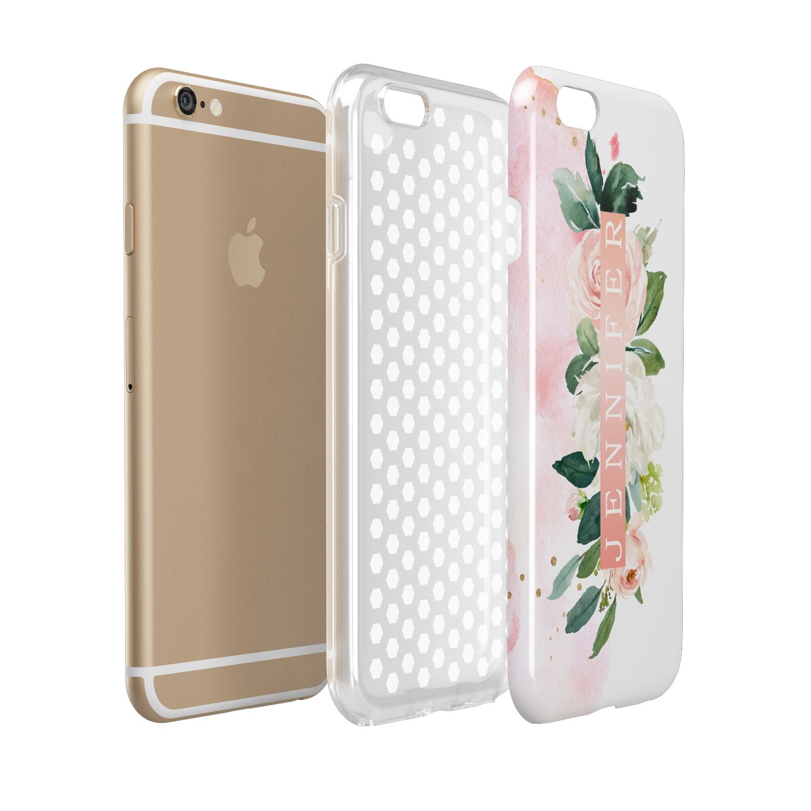 Blush Pink Personalised Name Floral Apple iPhone 6 3D Tough Case Expanded view