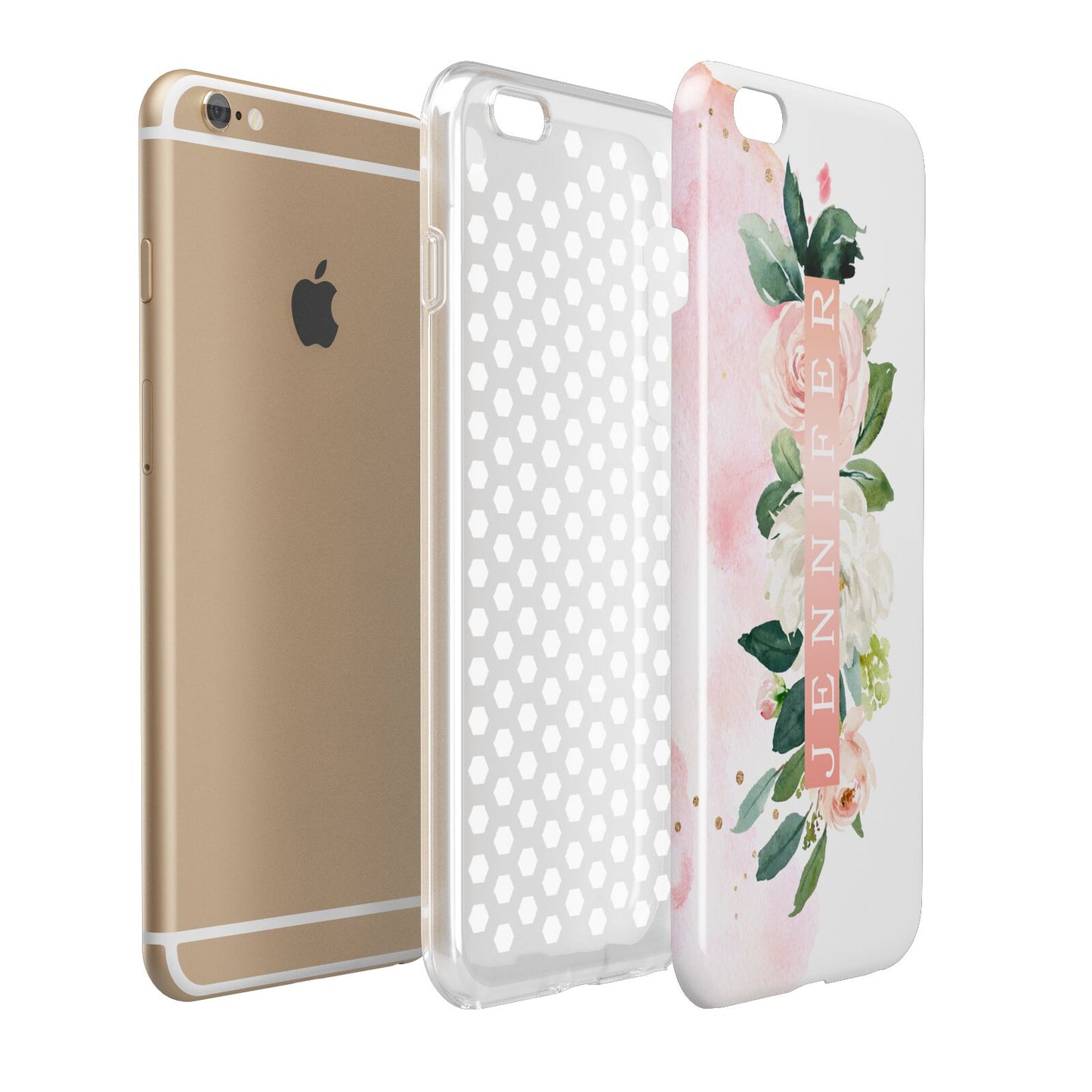 Blush Pink Personalised Name Floral Apple iPhone 6 Plus 3D Tough Case Expand Detail Image