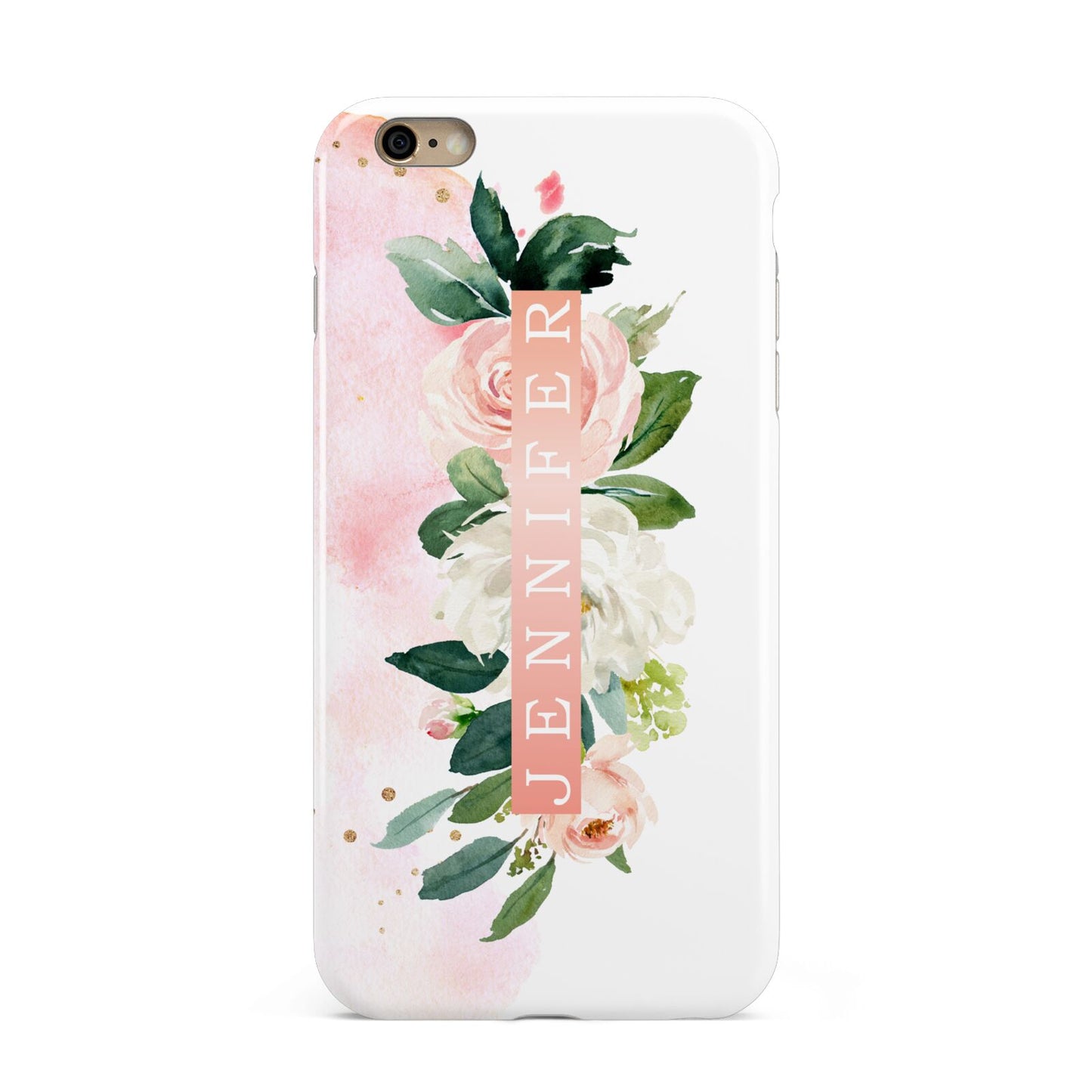 Blush Pink Personalised Name Floral Apple iPhone 6 Plus 3D Tough Case