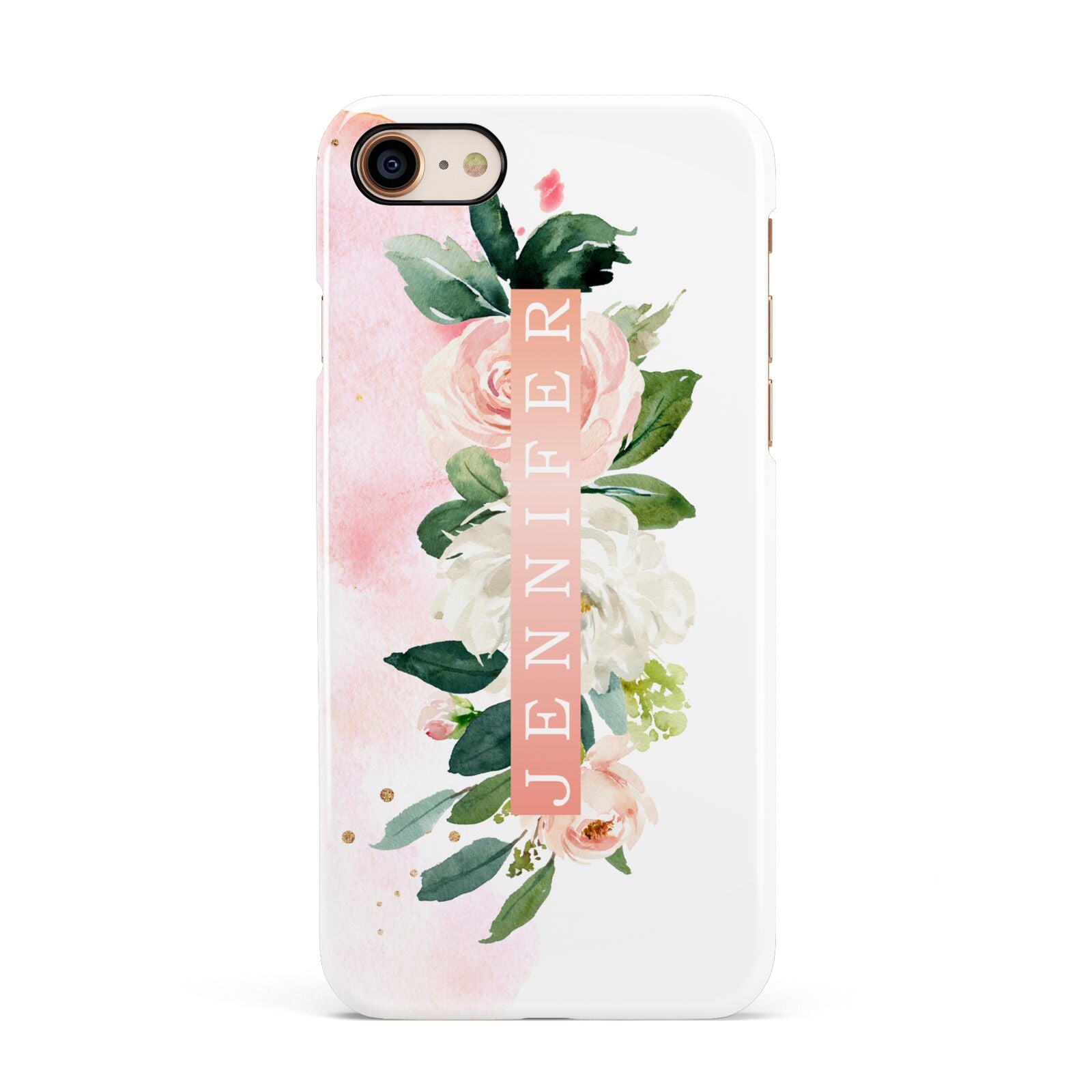 Blush Pink Personalised Name Floral Apple iPhone 7 8 3D Snap Case