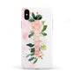 Blush Pink Personalised Name Floral Apple iPhone XS 3D Tough