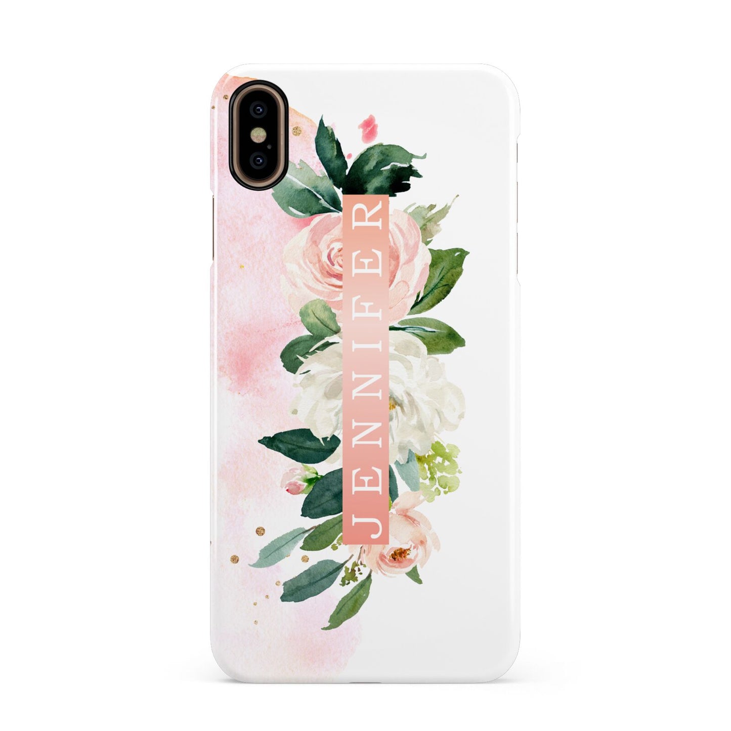 Blush Pink Personalised Name Floral Apple iPhone Xs Max 3D Snap Case