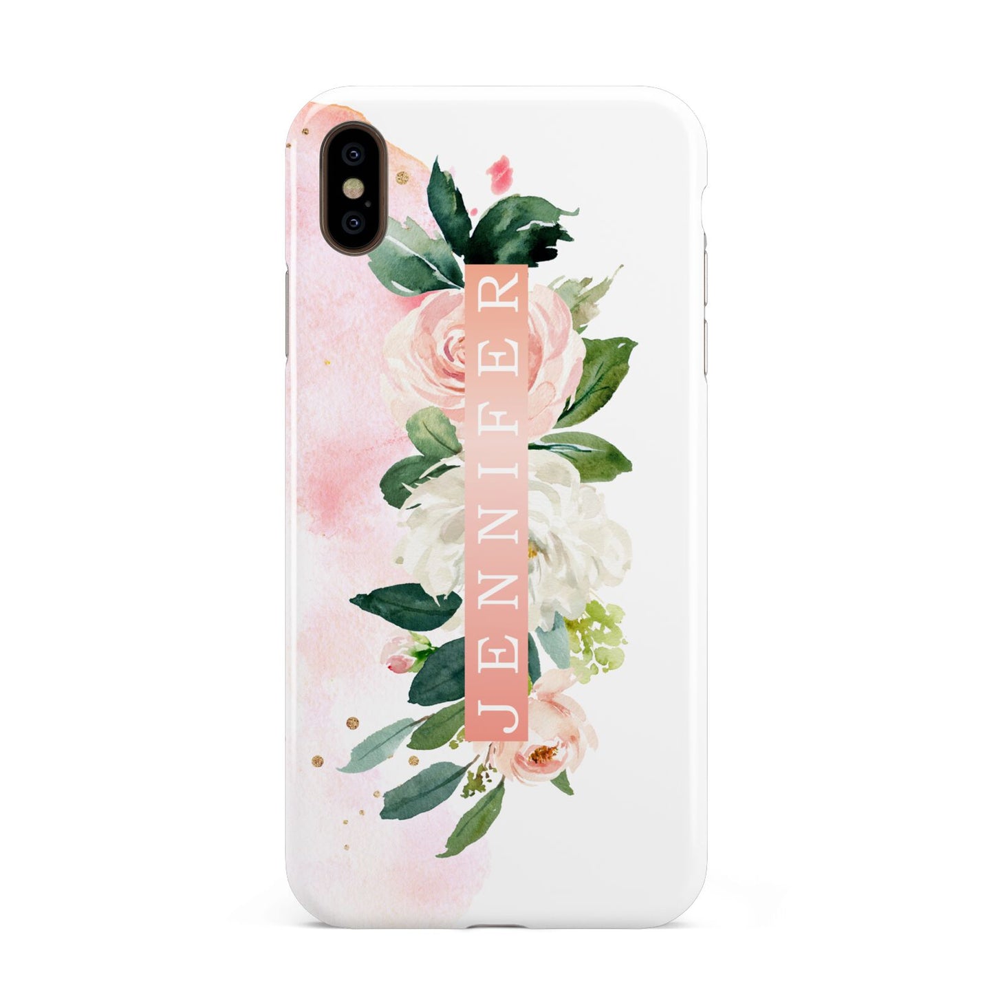Blush Pink Personalised Name Floral Apple iPhone Xs Max 3D Tough Case
