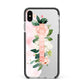 Blush Pink Personalised Name Floral Apple iPhone Xs Max Impact Case Black Edge on Silver Phone