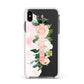 Blush Pink Personalised Name Floral Apple iPhone Xs Max Impact Case White Edge on Black Phone