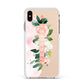 Blush Pink Personalised Name Floral Apple iPhone Xs Max Impact Case White Edge on Gold Phone