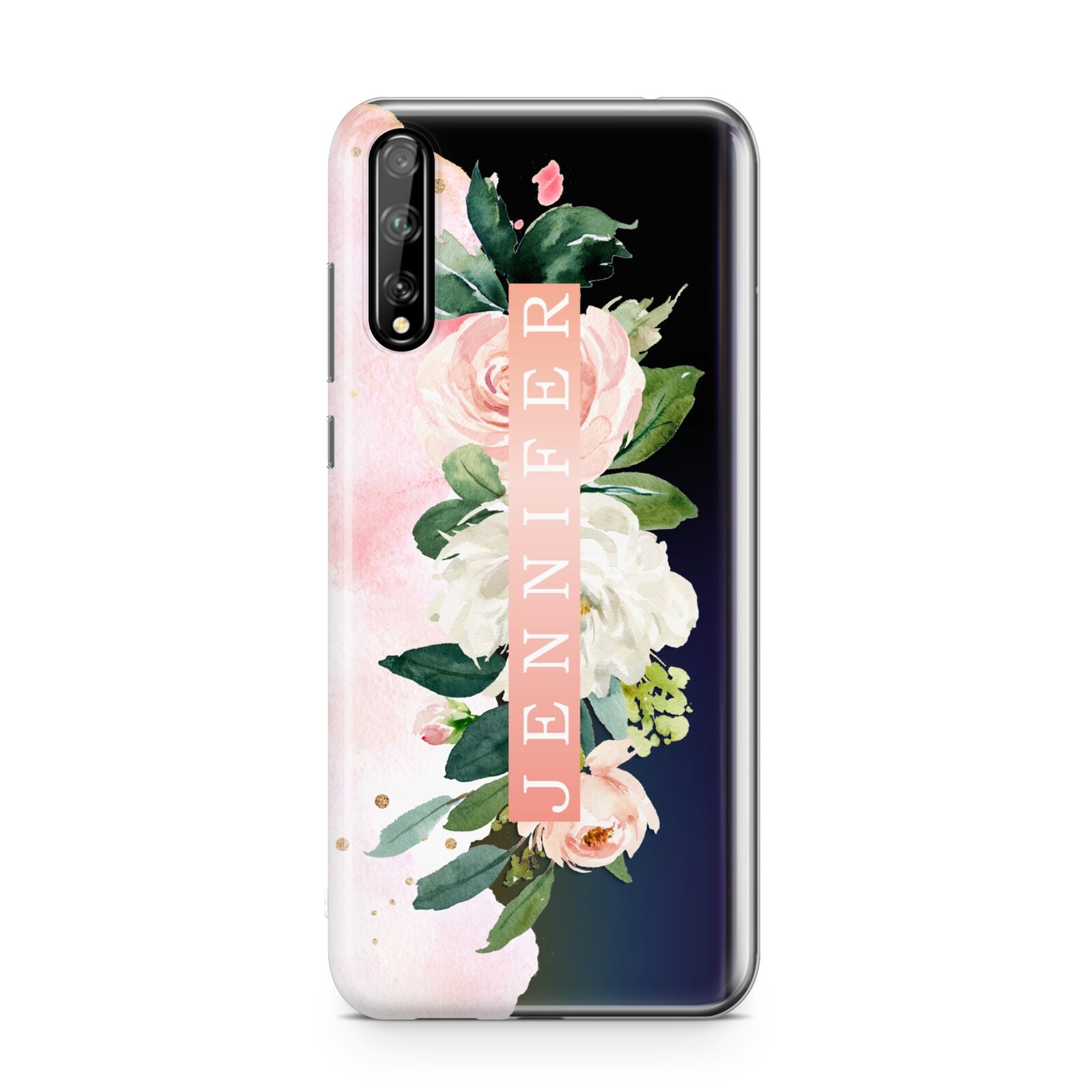 Blush Pink Personalised Name Floral Huawei Enjoy 10s Phone Case