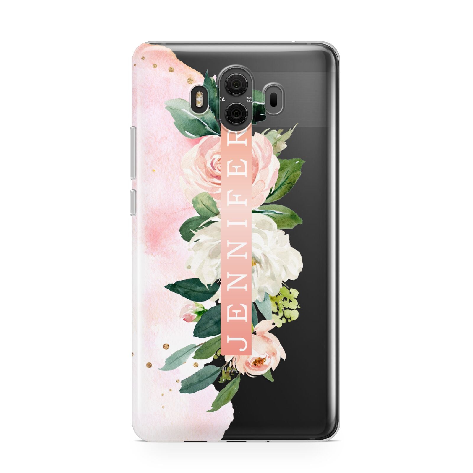 Blush Pink Personalised Name Floral Huawei Mate 10 Protective Phone Case