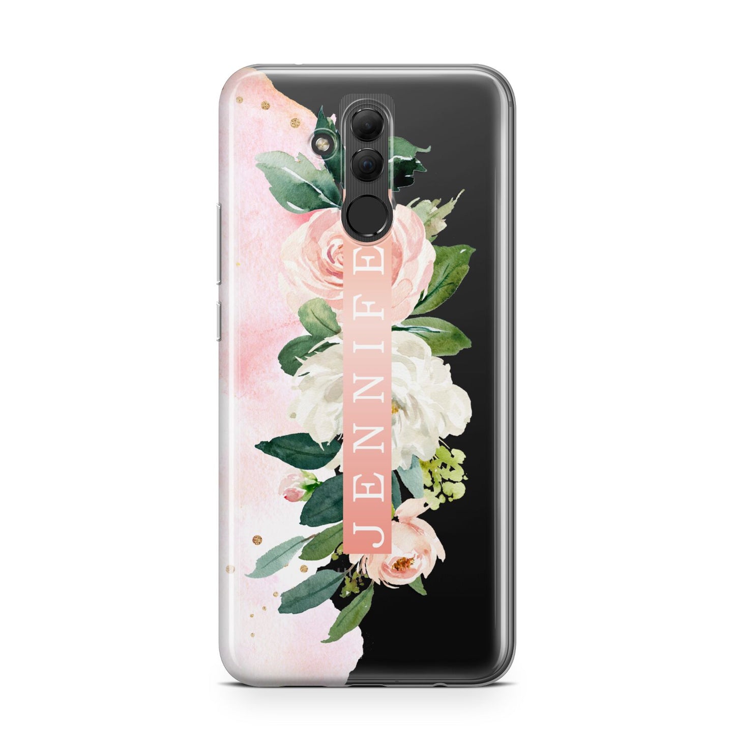 Blush Pink Personalised Name Floral Huawei Mate 20 Lite