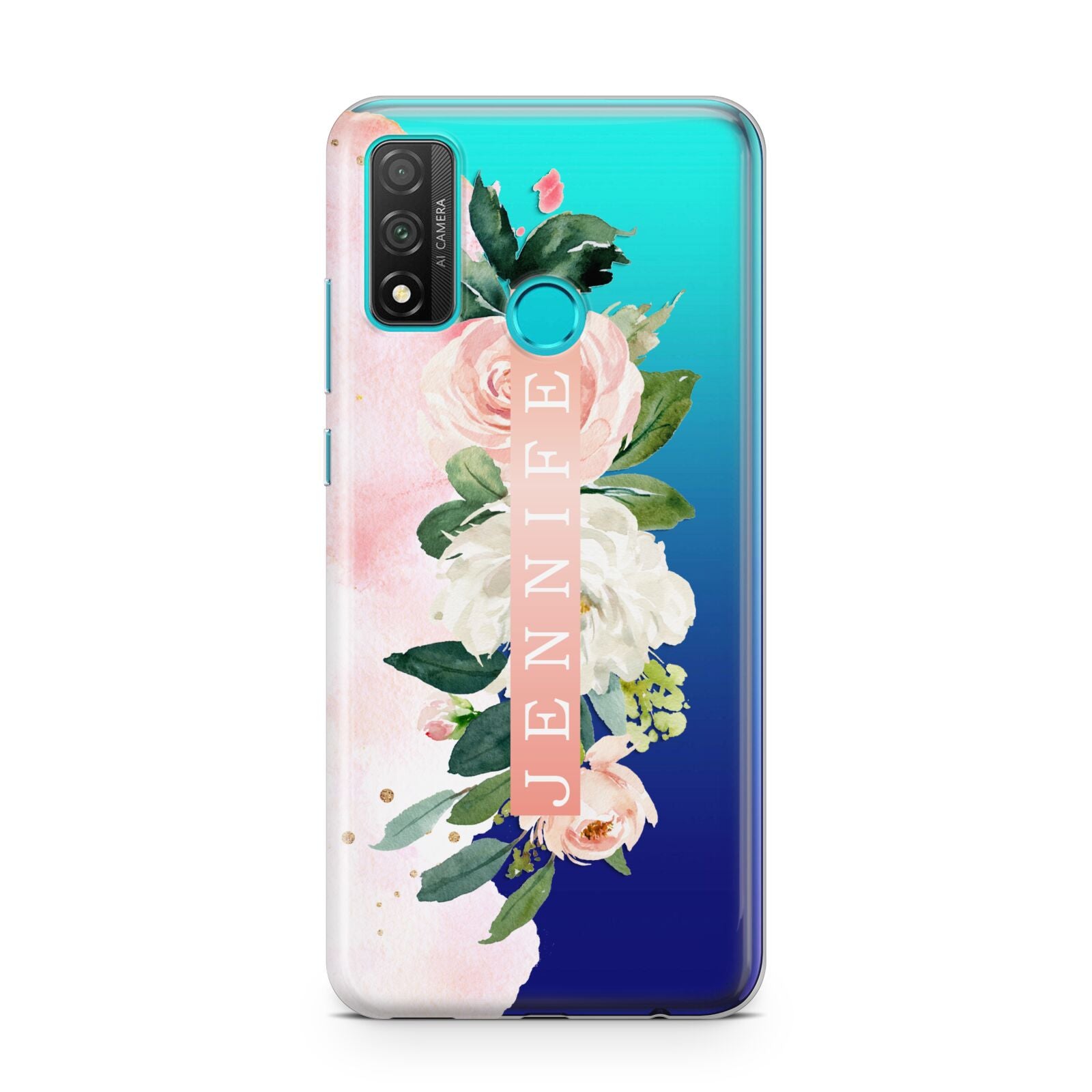 Blush Pink Personalised Name Floral Huawei P Smart 2020