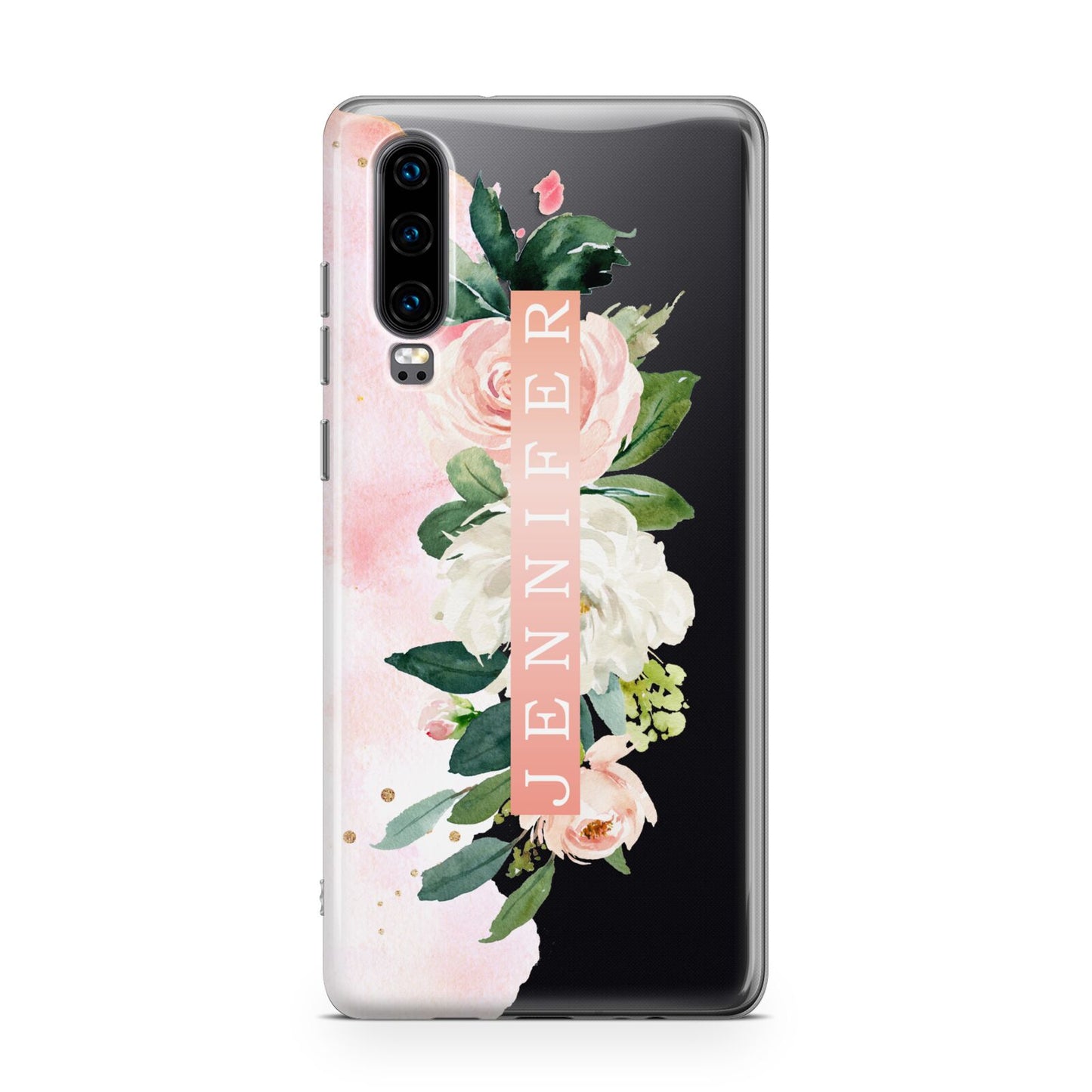 Blush Pink Personalised Name Floral Huawei P30 Phone Case