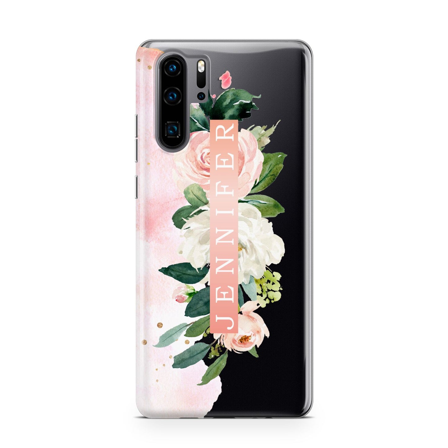 Blush Pink Personalised Name Floral Huawei P30 Pro Phone Case