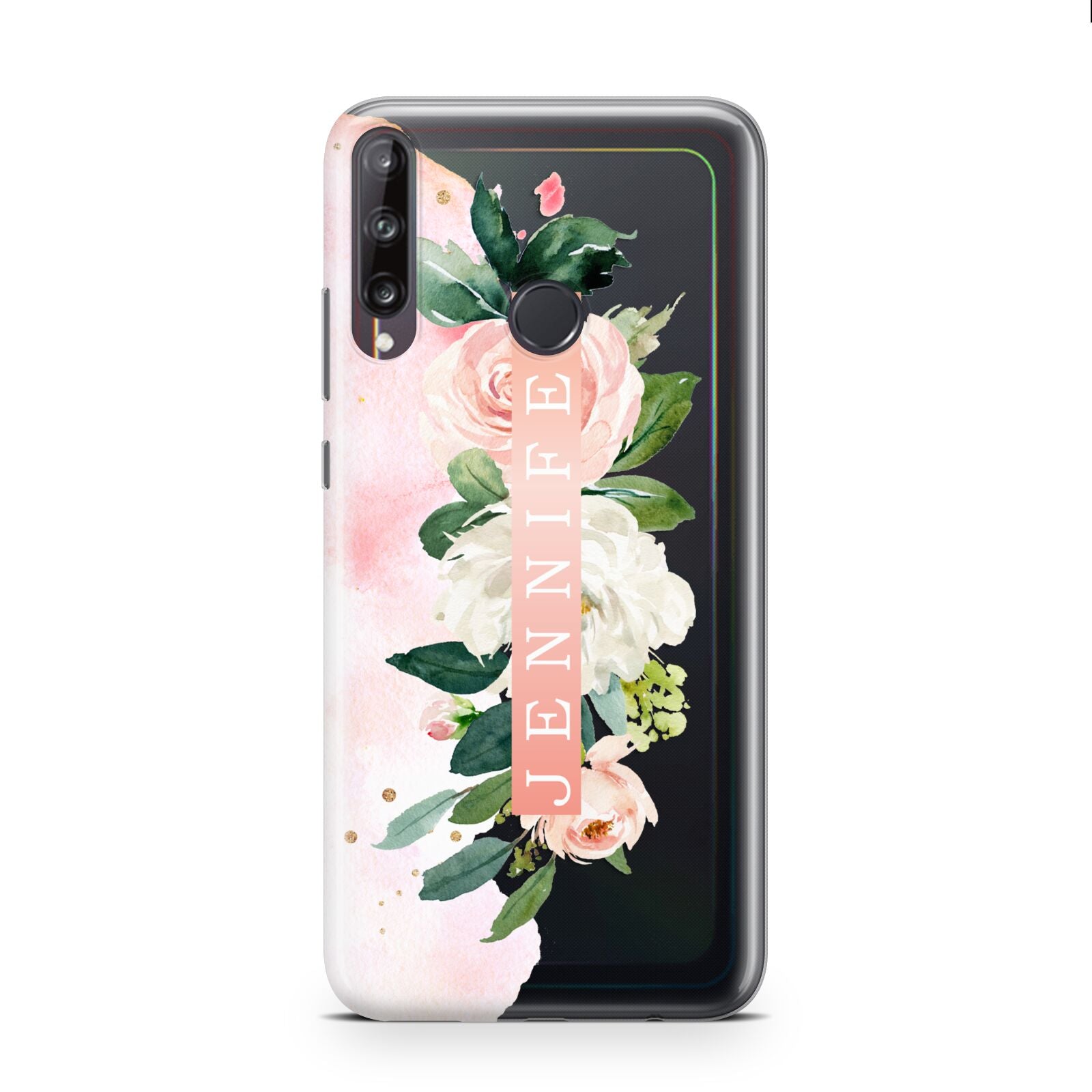 Blush Pink Personalised Name Floral Huawei P40 Lite E Phone Case