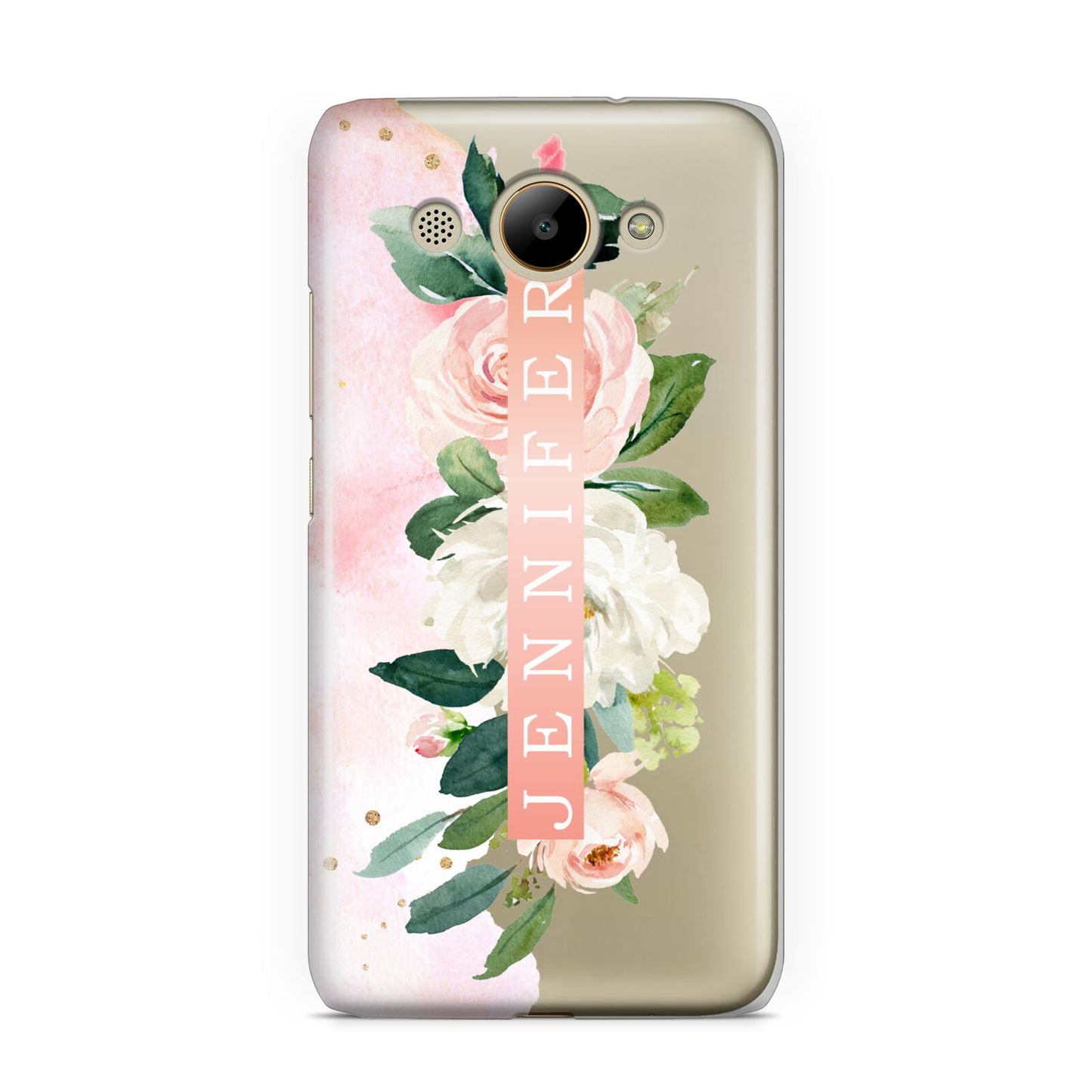Blush Pink Personalised Name Floral Huawei Y3 2017