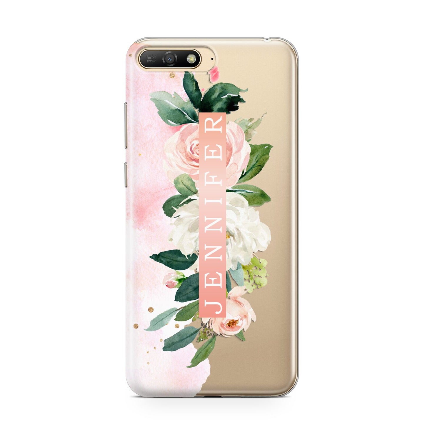 Blush Pink Personalised Name Floral Huawei Y6 2018