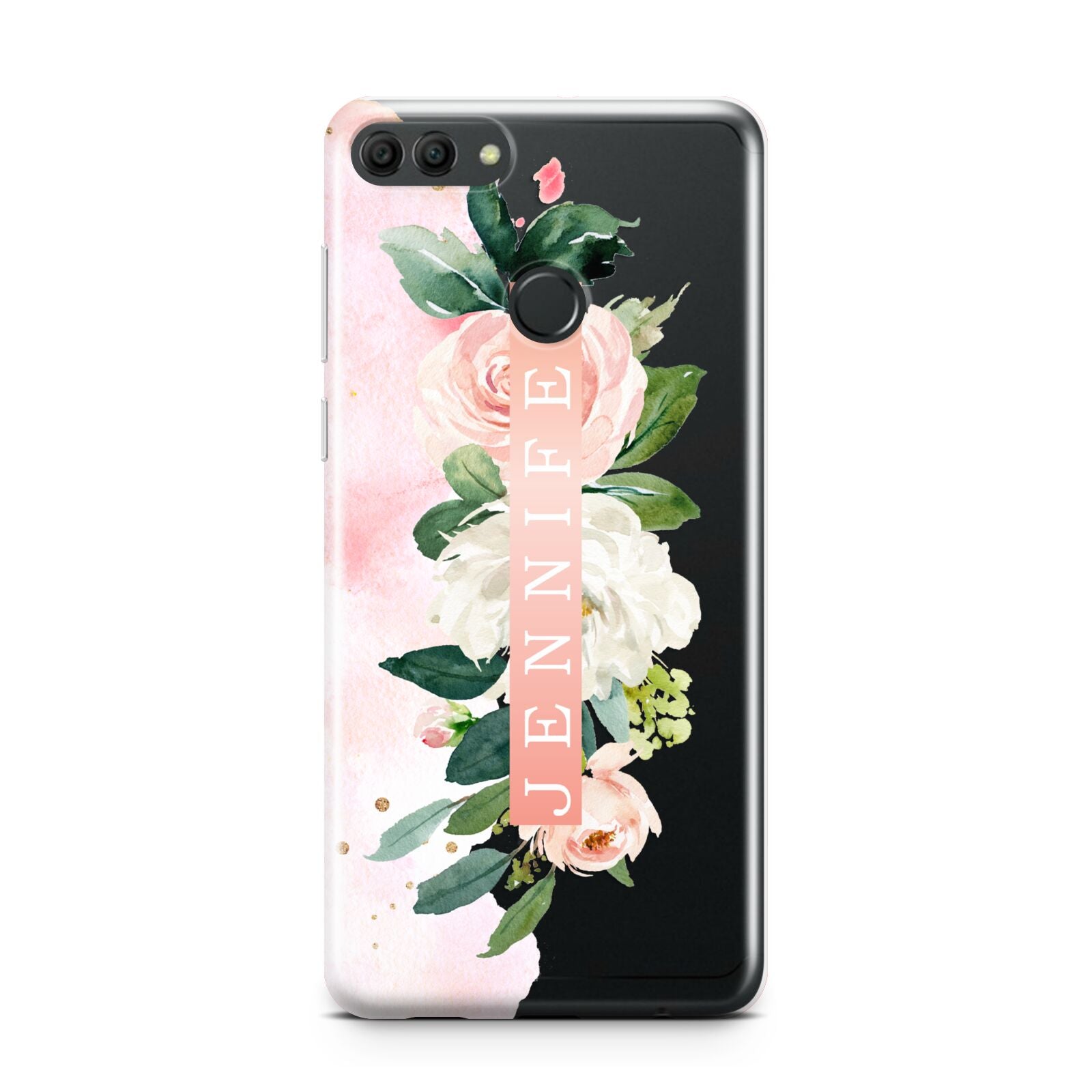 Blush Pink Personalised Name Floral Huawei Y9 2018