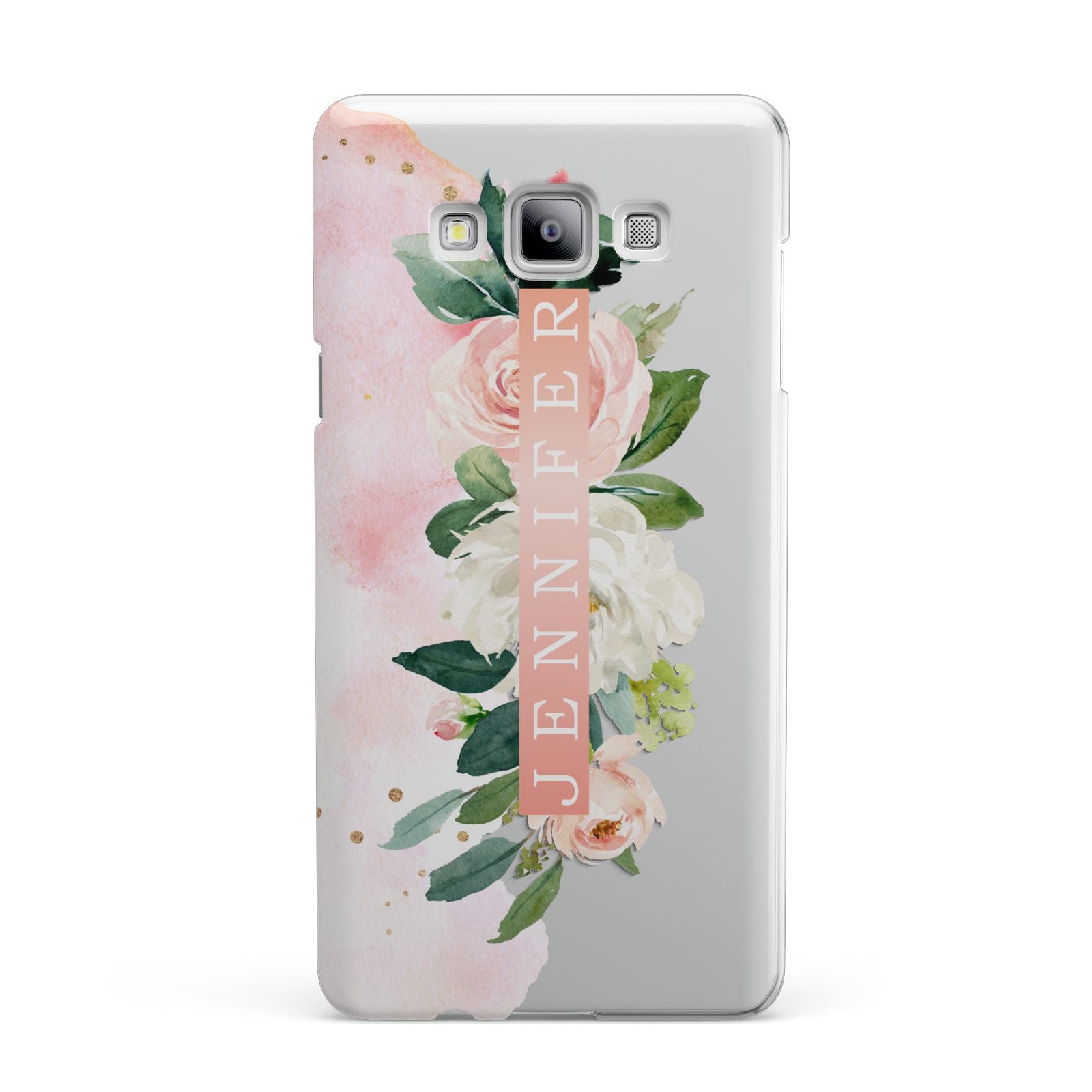 Blush Pink Personalised Name Floral Samsung Galaxy A7 2015 Case