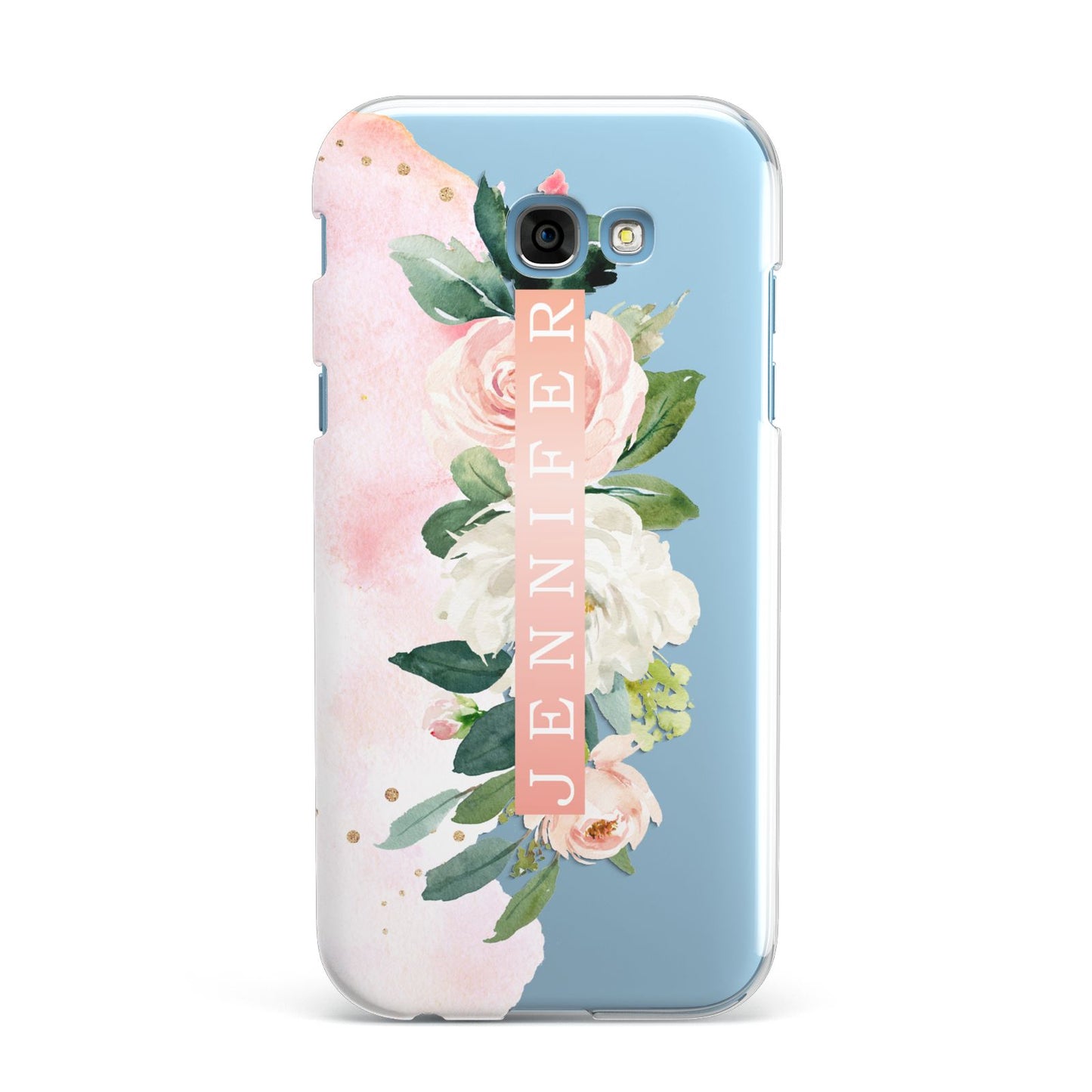 Blush Pink Personalised Name Floral Samsung Galaxy A7 2017 Case