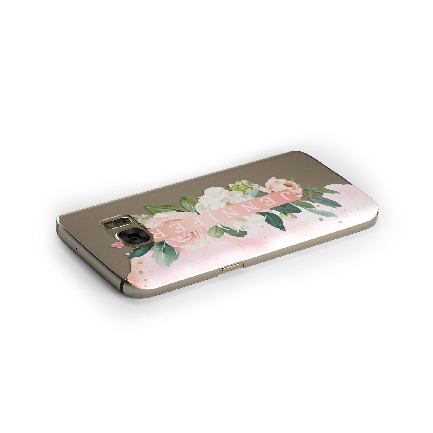 Blush Pink Personalised Name Floral Samsung Galaxy Case Side Close Up