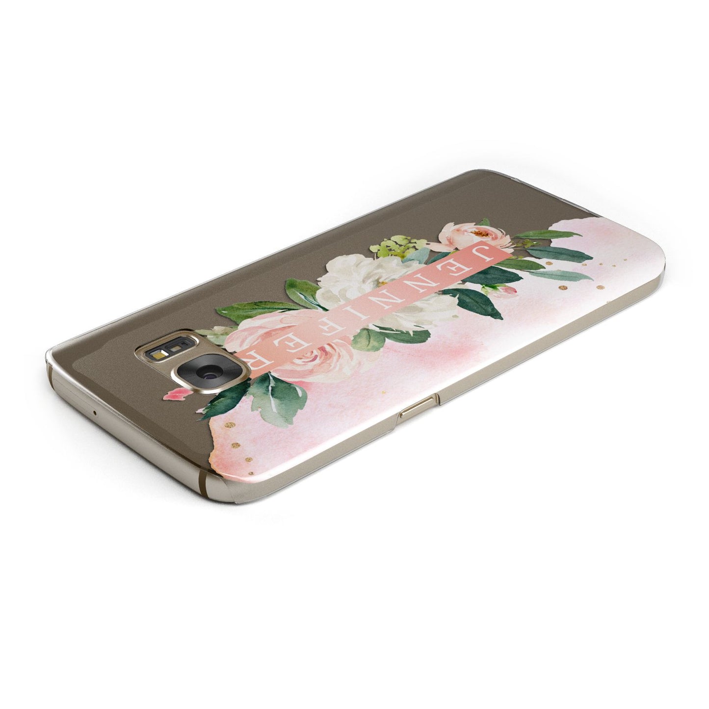 Blush Pink Personalised Name Floral Samsung Galaxy Case Top Cutout