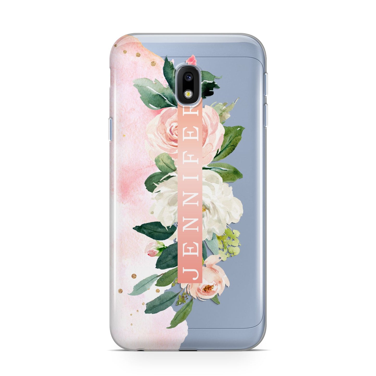 Blush Pink Personalised Name Floral Samsung Galaxy J3 2017 Case