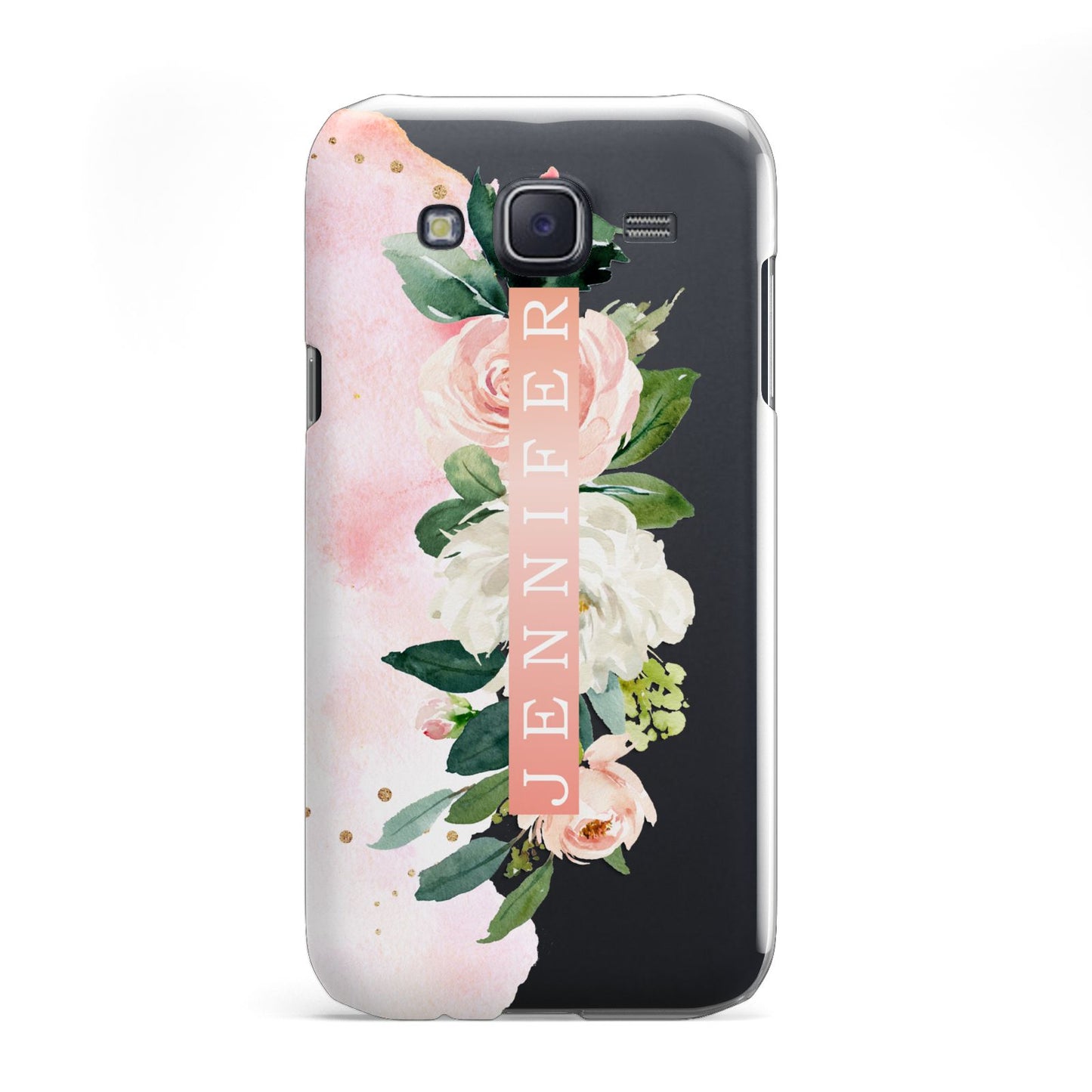 Blush Pink Personalised Name Floral Samsung Galaxy J5 Case