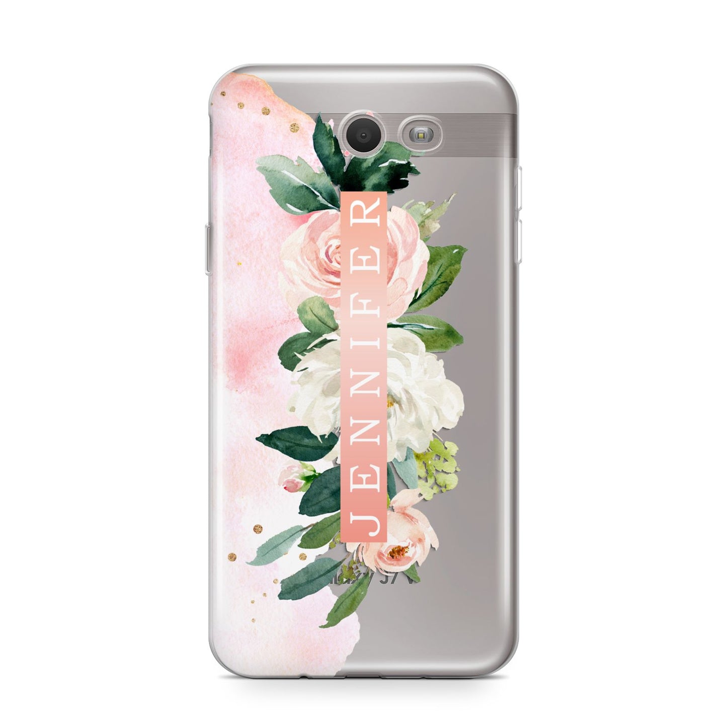 Blush Pink Personalised Name Floral Samsung Galaxy J7 2017 Case