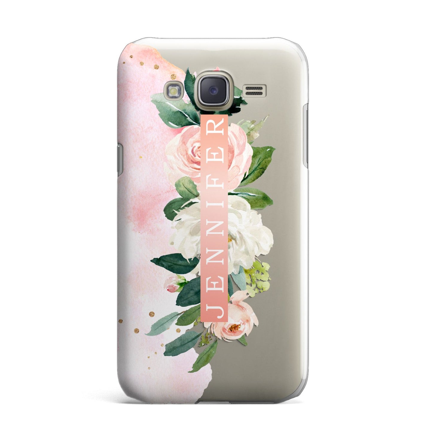 Blush Pink Personalised Name Floral Samsung Galaxy J7 Case
