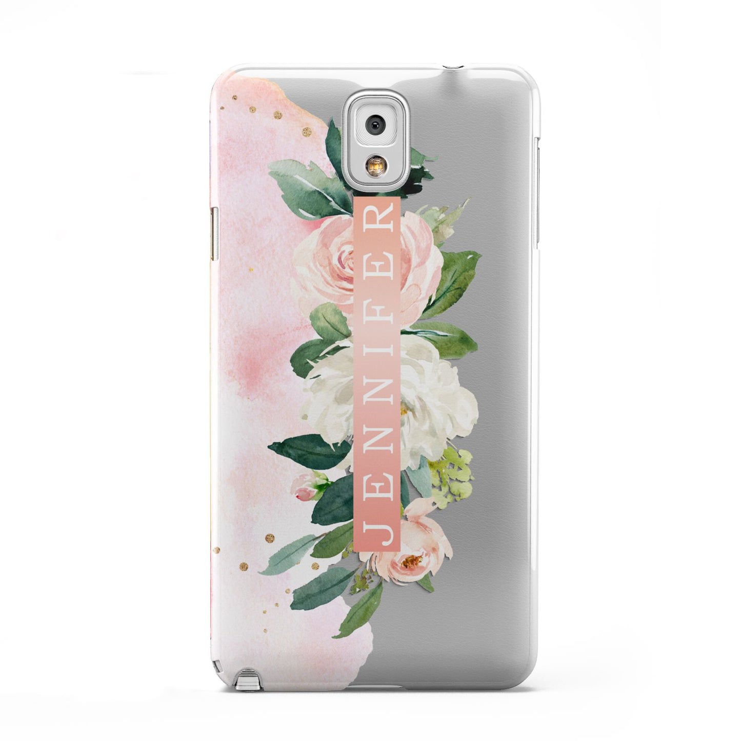 Blush Pink Personalised Name Floral Samsung Galaxy Note 3 Case