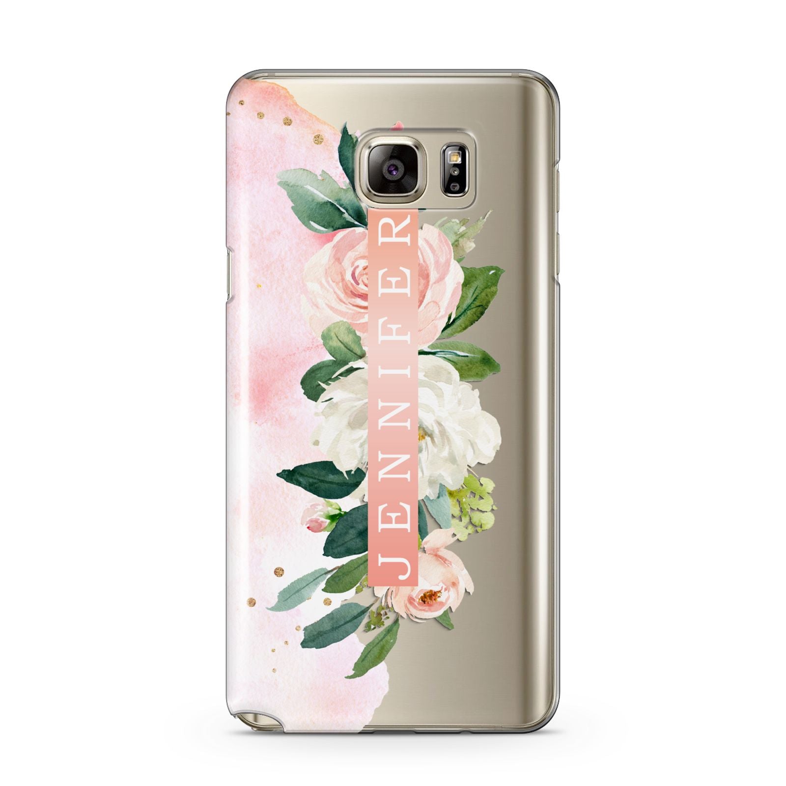 Blush Pink Personalised Name Floral Samsung Galaxy Note 5 Case
