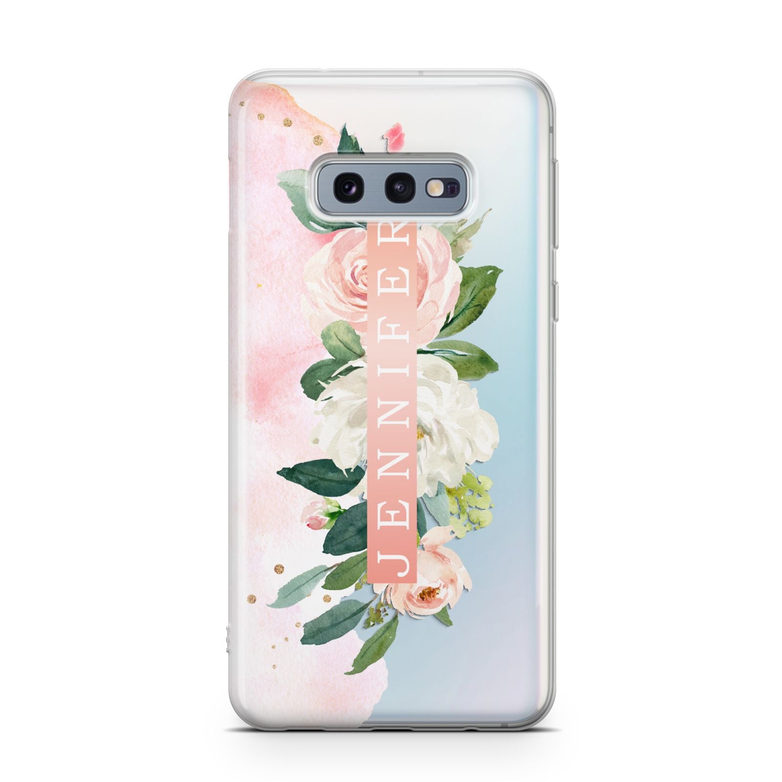 Blush Pink Personalised Name Floral Samsung Galaxy S10E Case