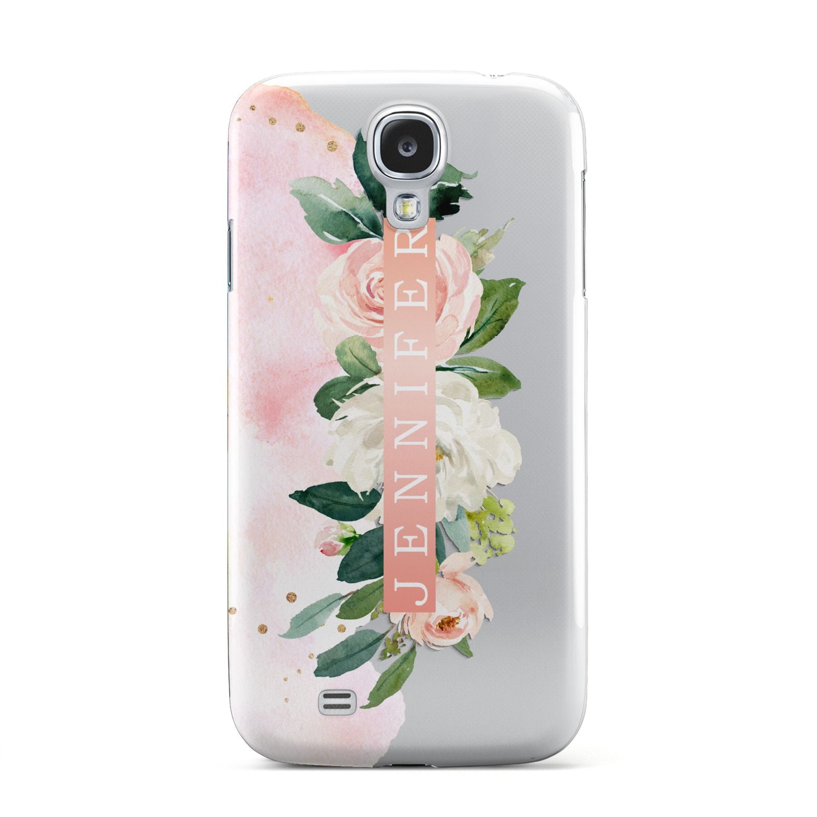 Blush Pink Personalised Name Floral Samsung Galaxy S4 Case
