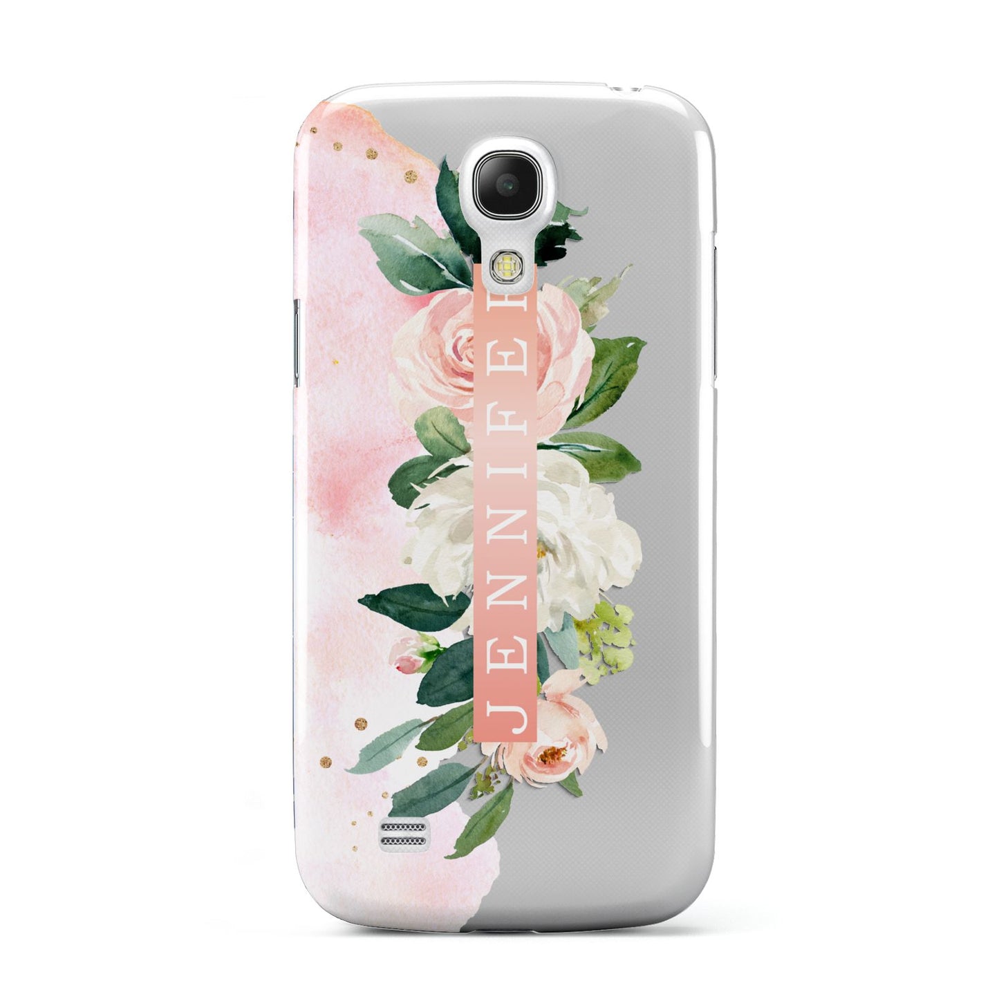 Blush Pink Personalised Name Floral Samsung Galaxy S4 Mini Case