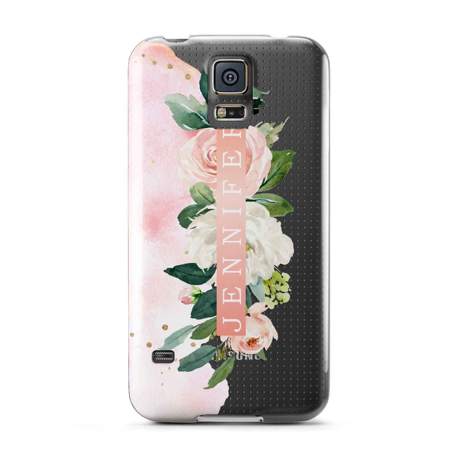 Blush Pink Personalised Name Floral Samsung Galaxy S5 Case
