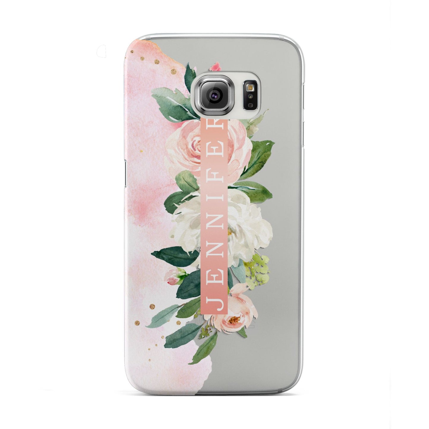 Blush Pink Personalised Name Floral Samsung Galaxy S6 Edge Case
