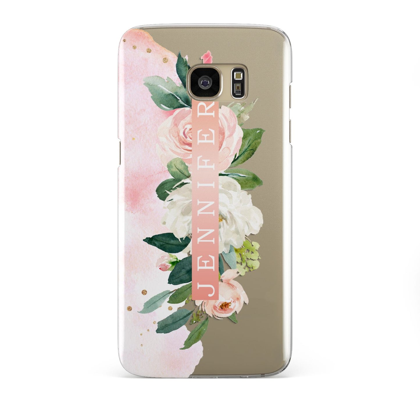 Blush Pink Personalised Name Floral Samsung Galaxy S7 Edge Case