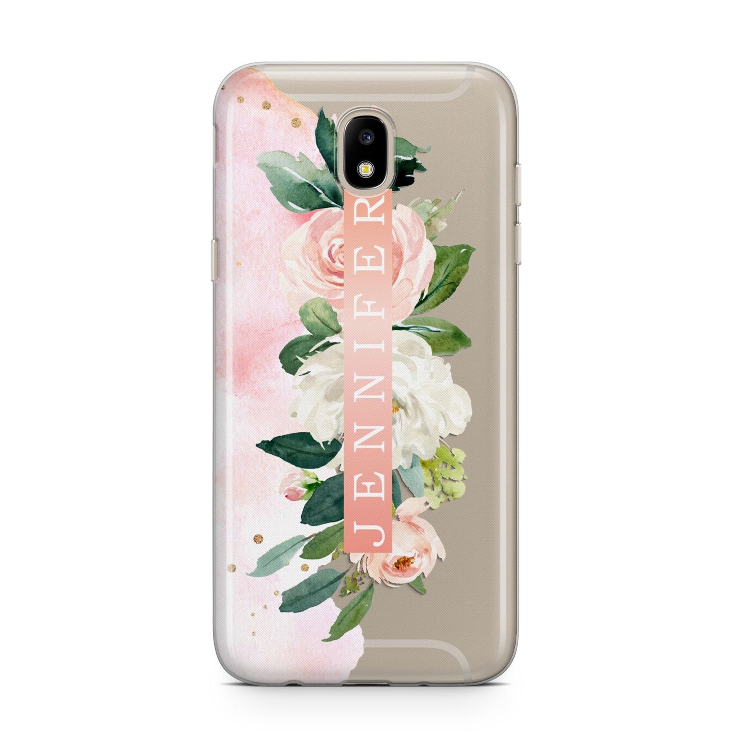 Blush Pink Personalised Name Floral Samsung J5 2017 Case