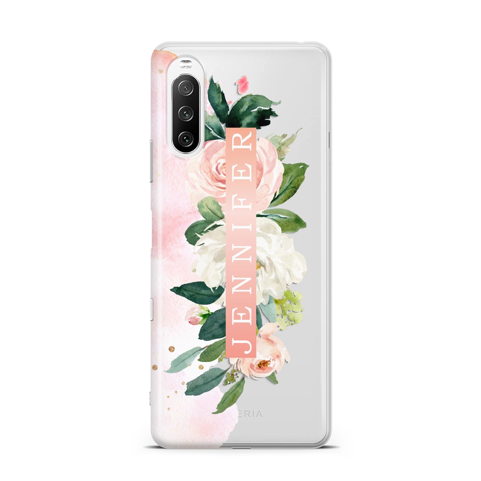 Blush Pink Personalised Name Floral Sony Xperia 10 III Case