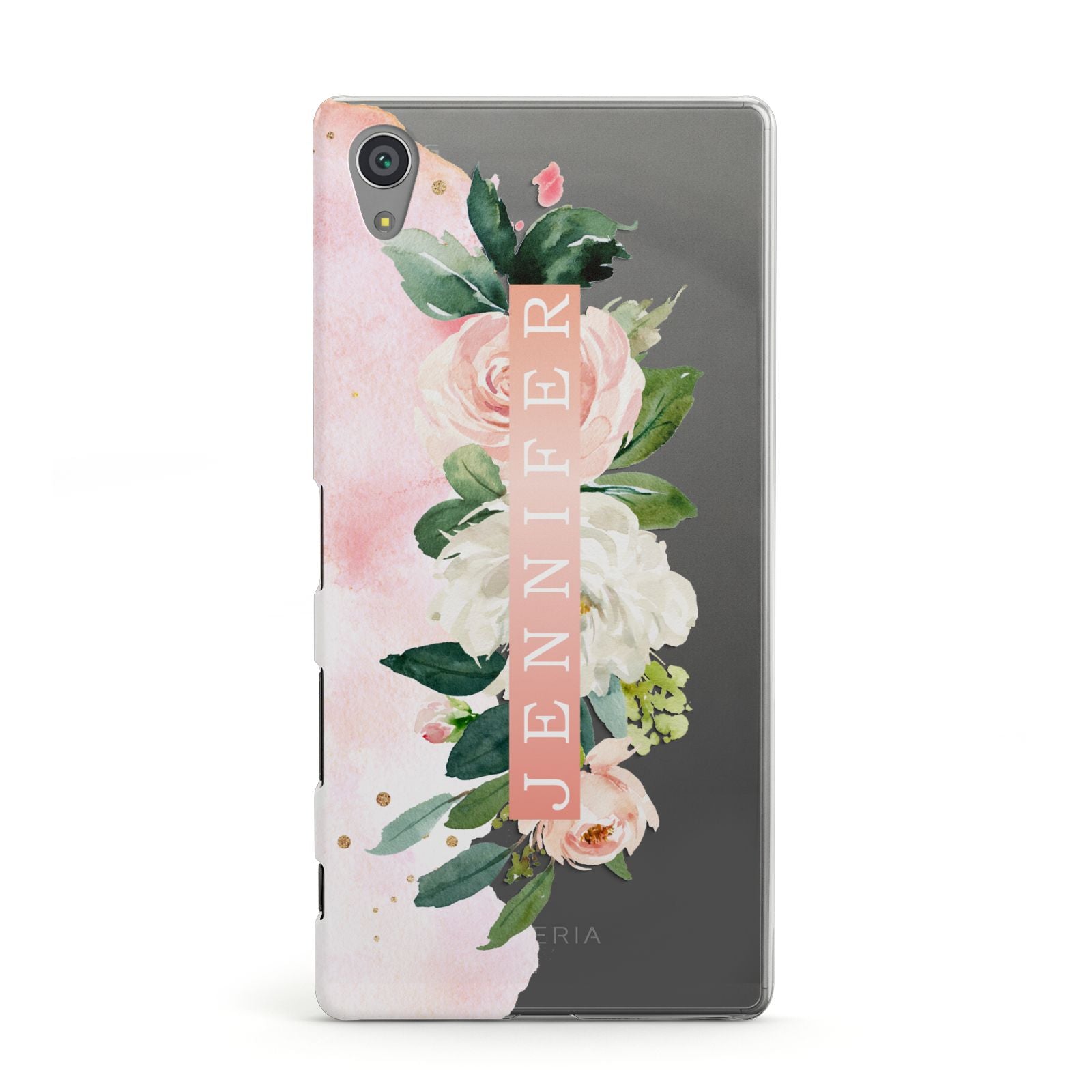 Blush Pink Personalised Name Floral Sony Xperia Case