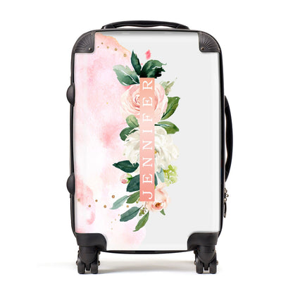 Blush Pink Personalised Name Floral Suitcase