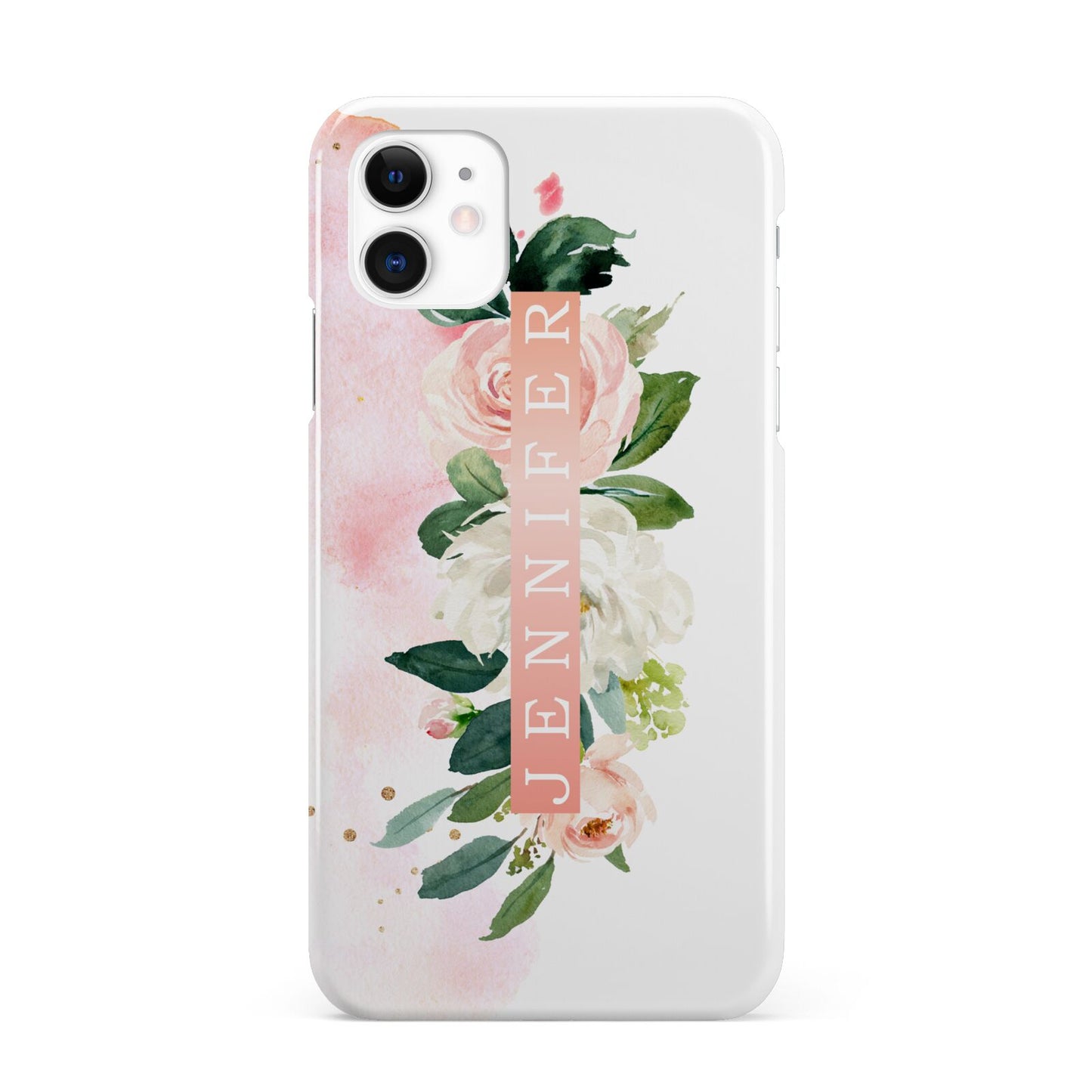 Blush Pink Personalised Name Floral iPhone 11 3D Snap Case