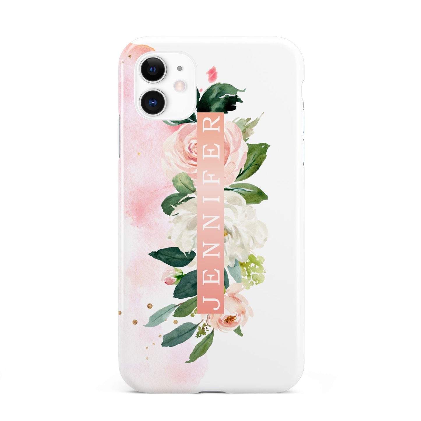 Blush Pink Personalised Name Floral iPhone 11 3D Tough Case