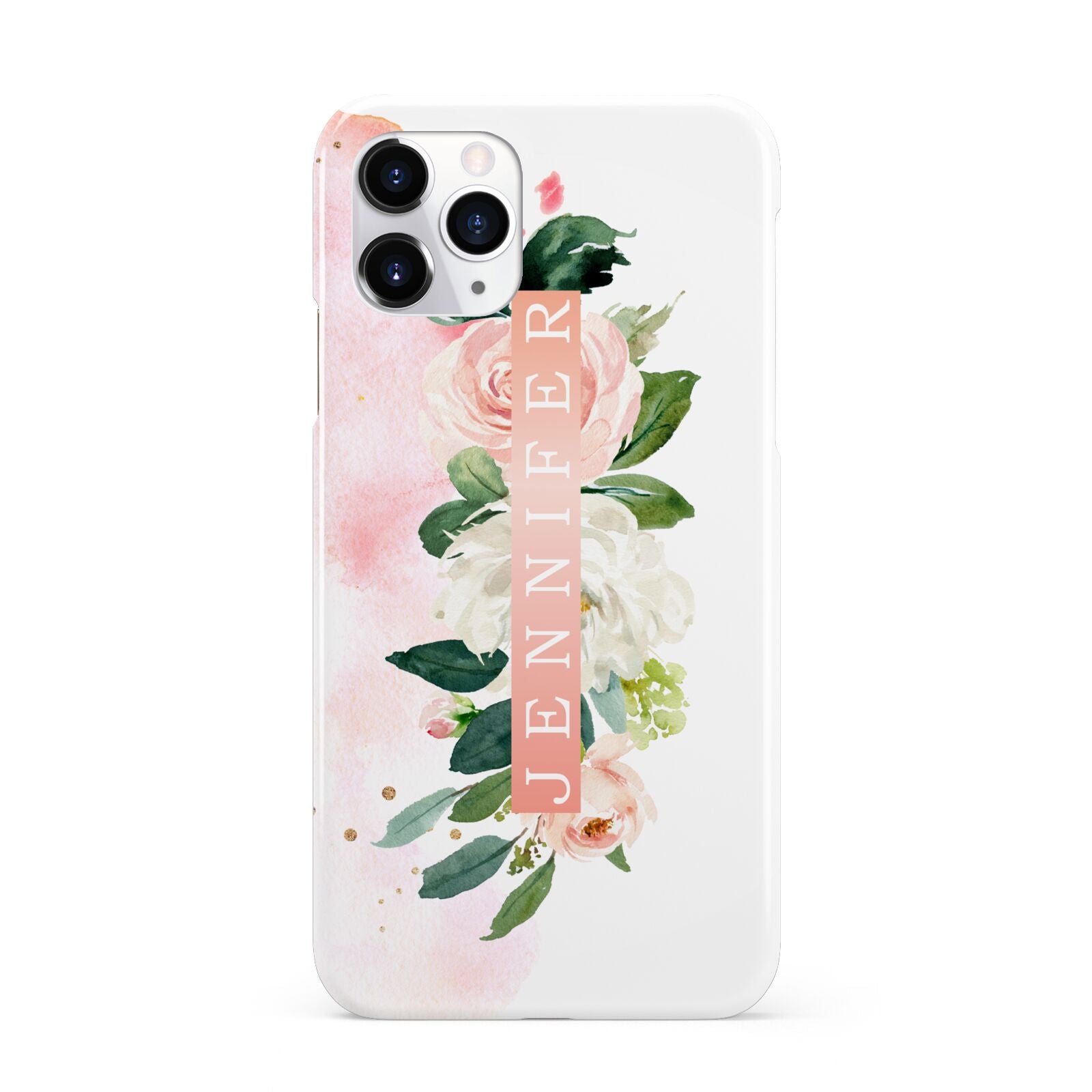 Blush Pink Personalised Name Floral iPhone 11 Pro 3D Snap Case