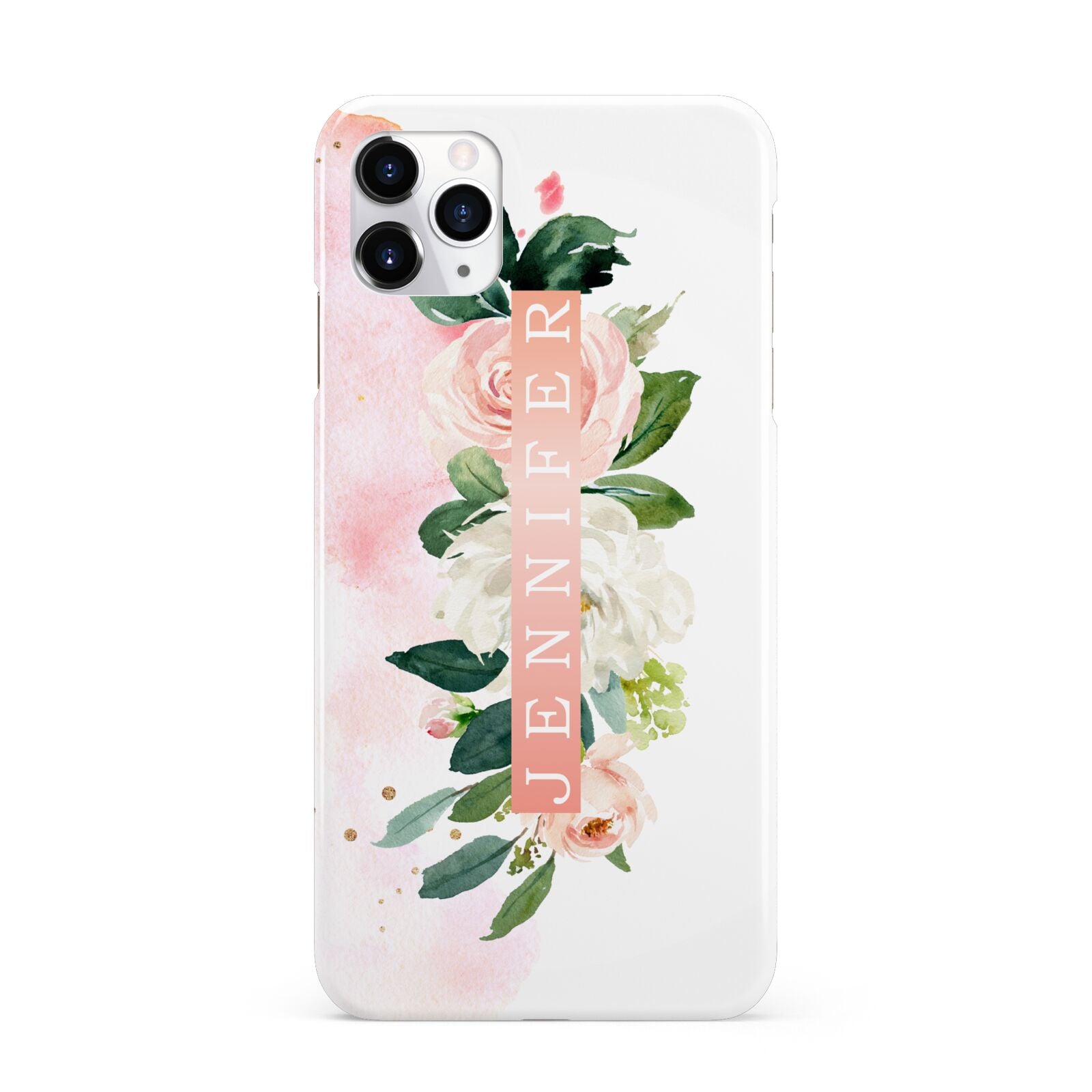 Blush Pink Personalised Name Floral iPhone 11 Pro Max 3D Snap Case