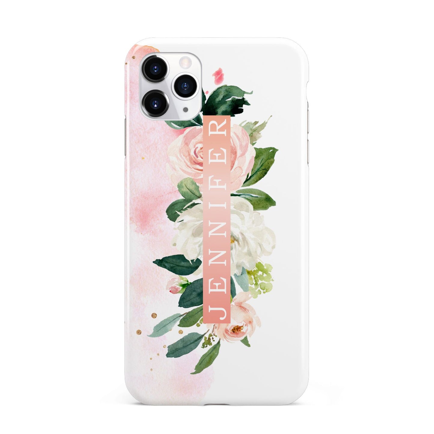 Blush Pink Personalised Name Floral iPhone 11 Pro Max 3D Tough Case